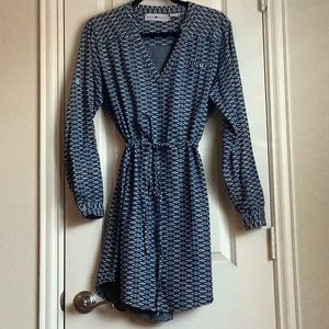 Rancho Estancia 100% Cotton denim print dress in L with adjustable waist